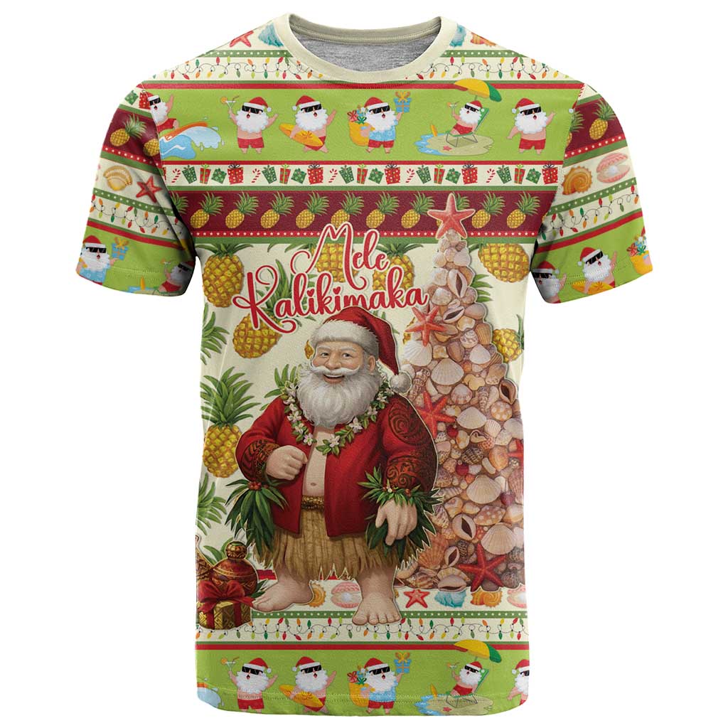 Hawaiian Santa Aloha Pineapple Christmas T Shirt Mele Kalikimaka LT15 Cream - Polynesian Pride