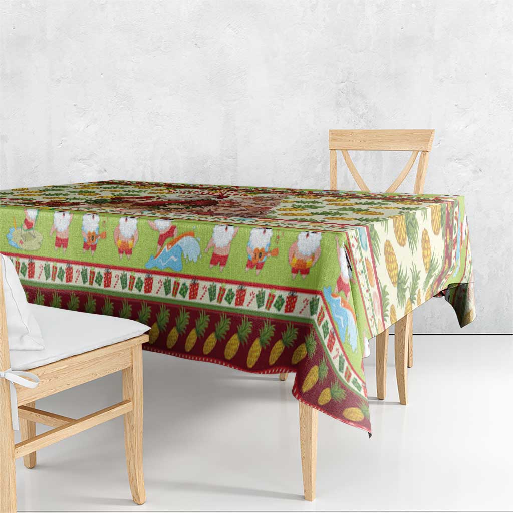 Hawaiian Santa Aloha Pineapple Christmas Tablecloth Mele Kalikimaka - Polynesian Pride