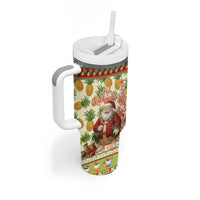 Hawaiian Santa Aloha Pineapple Christmas Tumbler With Handle Mele Kalikimaka LT15 - Polynesian Pride