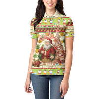 Hawaiian Santa Aloha Pineapple Christmas Women Polo Shirt Mele Kalikimaka - Polynesian Pride