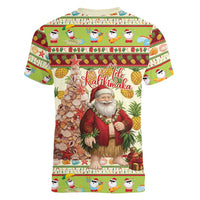 Hawaiian Santa Aloha Pineapple Christmas Women V-Neck T-Shirt Mele Kalikimaka - Polynesian Pride
