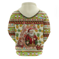 Hawaiian Santa Aloha Pineapple Christmas Zip Hoodie Mele Kalikimaka - Polynesian Pride