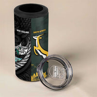 New Zealand and South Africa Rugby Custom 4 in 1 Can Cooler Tumbler Silver Fern With Springboks LT15 - Polynesian Pride
