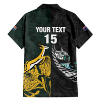 New Zealand and South Africa Rugby Custom Family Matching Off Shoulder Maxi Dress and Hawaiian Shirt Silver Fern With Springboks LT15 - Polynesian Pride