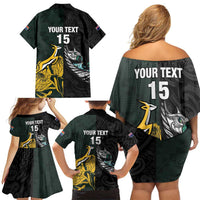 New Zealand and South Africa Rugby Custom Family Matching Off Shoulder Short Dress and Hawaiian Shirt Silver Fern With Springboks LT15 - Polynesian Pride