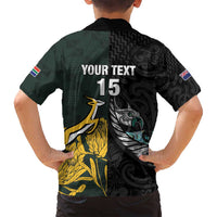 New Zealand and South Africa Rugby Custom Family Matching Puletasi and Hawaiian Shirt Silver Fern With Springboks LT15 - Polynesian Pride