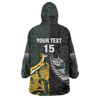 New Zealand and South Africa Rugby Custom Wearable Blanket Hoodie Silver Fern With Springboks LT15 - Polynesian Pride