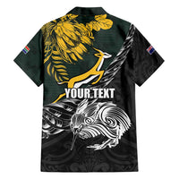 New Zealand and South Africa Rugby Personalised Family Matching Off Shoulder Short Dress and Hawaiian Shirt Maori Kiwi With Springboks LT15 - Polynesian Pride