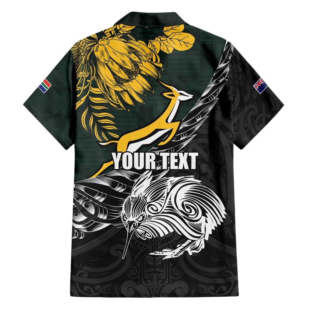 New Zealand and South Africa Rugby Personalised Family Matching Tank Maxi Dress and Hawaiian Shirt Maori Kiwi With Springboks LT15 - Polynesian Pride