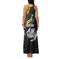 New Zealand and South Africa Rugby Personalised Family Matching Tank Maxi Dress and Hawaiian Shirt Maori Kiwi With Springboks LT15 - Polynesian Pride