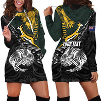 New Zealand and South Africa Rugby Personalised Hoodie Dress Maori Kiwi With Springboks LT15 - Polynesian Pride