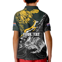 New Zealand and South Africa Rugby Personalised Kid Polo Shirt Maori Kiwi With Springboks LT15 - Polynesian Pride