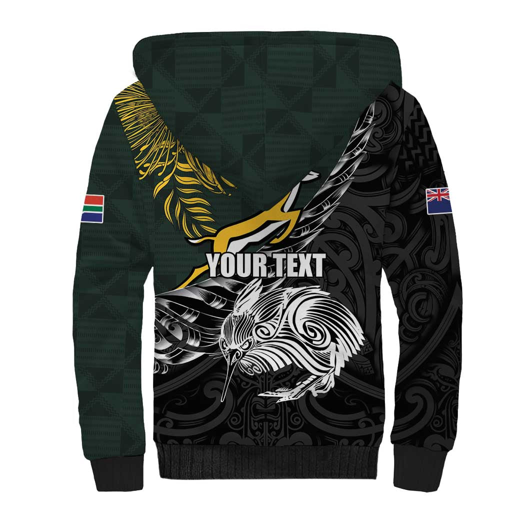 New Zealand and South Africa Rugby Personalised Sherpa Hoodie Maori Kiwi With Springboks LT15 - Polynesian Pride
