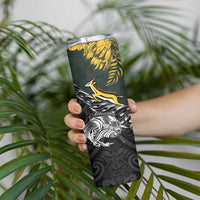 New Zealand and South Africa Rugby Personalised Skinny Tumbler Maori Kiwi With Springboks LT15 - Polynesian Pride