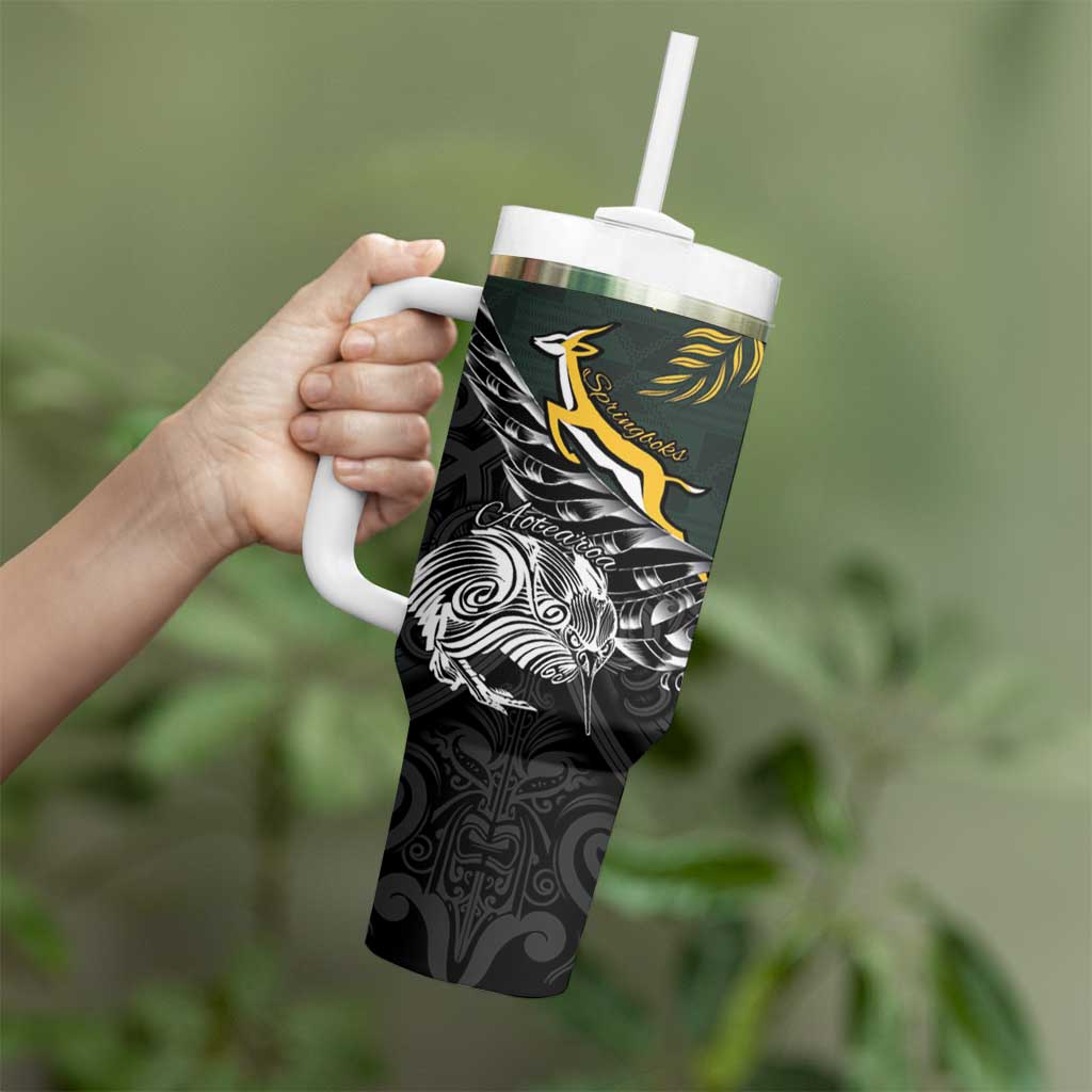 New Zealand and South Africa Rugby Personalised Tumbler With Handle Maori Kiwi With Springboks
