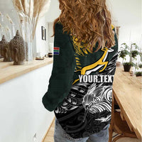 New Zealand and South Africa Rugby Personalised Women Casual Shirt Maori Kiwi With Springboks LT15 - Polynesian Pride