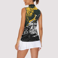 New Zealand and South Africa Rugby Personalised Women Sleeveless Polo Shirt Maori Kiwi With Springboks LT15 - Polynesian Pride