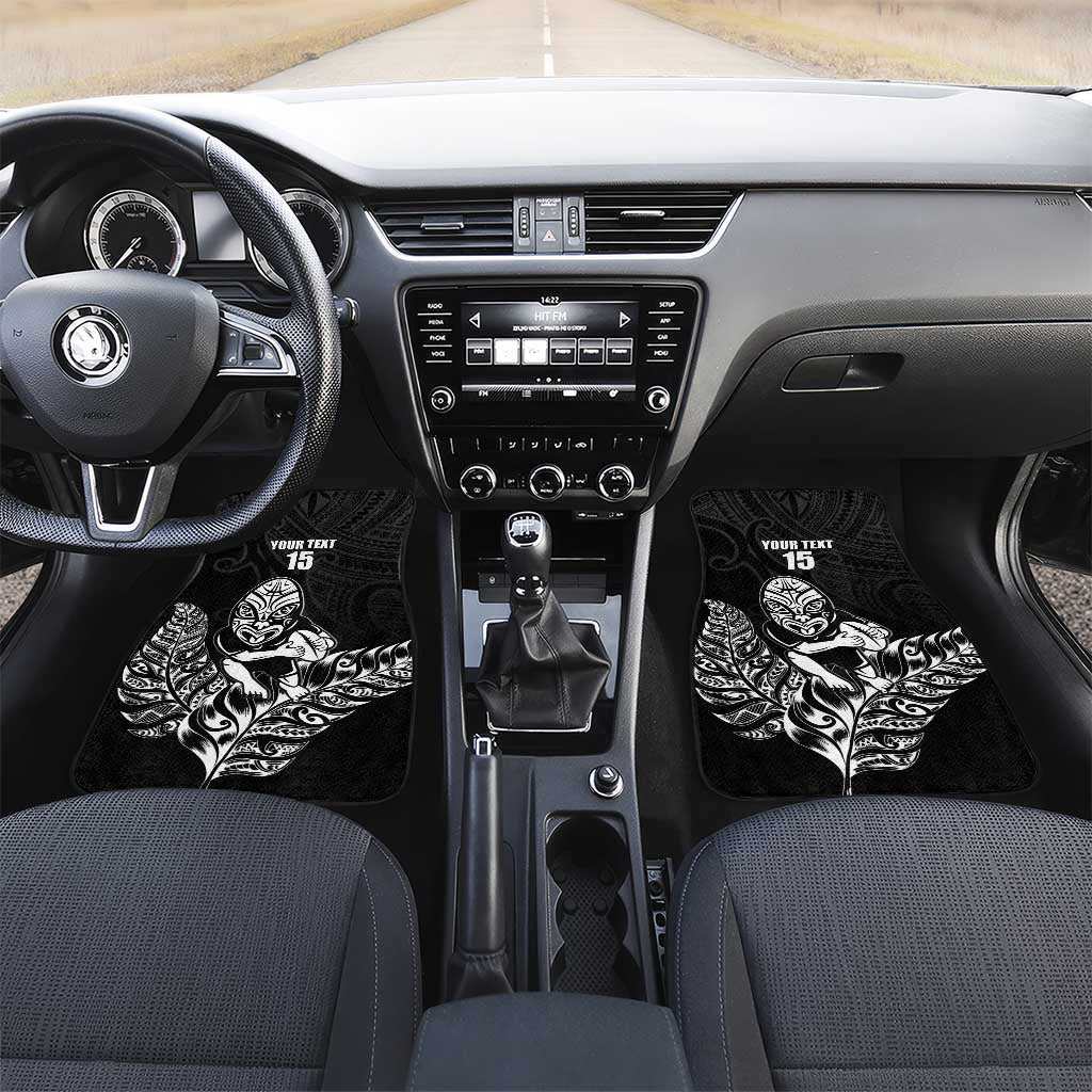 New Zealand Silver Fern Rugby Custom Car Mats Maori Tiki Black Version