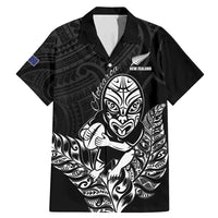 New Zealand Silver Fern Rugby Custom Family Matching Mermaid Dress and Hawaiian Shirt Maori Tiki Black Version LT15 Dad's Shirt - Short Sleeve Black - Polynesian Pride