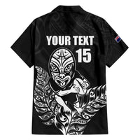 New Zealand Silver Fern Rugby Custom Family Matching Off The Shoulder Long Sleeve Dress and Hawaiian Shirt Maori Tiki Black Version LT15 - Polynesian Pride