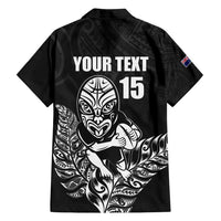 New Zealand Silver Fern Rugby Custom Family Matching Off Shoulder Maxi Dress and Hawaiian Shirt Maori Tiki Black Version LT15 - Polynesian Pride