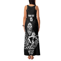 New Zealand Silver Fern Rugby Custom Family Matching Tank Maxi Dress and Hawaiian Shirt Maori Tiki Black Version LT15 - Polynesian Pride