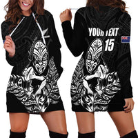 New Zealand Silver Fern Rugby Custom Hoodie Dress Maori Tiki Black Version