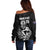 New Zealand Silver Fern Rugby Custom Off Shoulder Sweater Maori Tiki Black Version