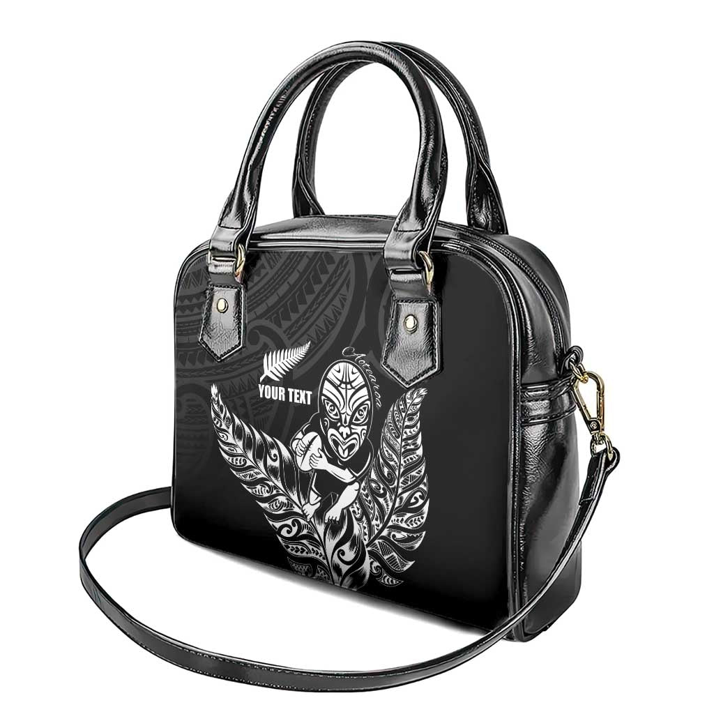 New Zealand Silver Fern Rugby Custom Shoulder Handbag Maori Tiki Black Version