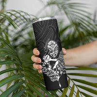 New Zealand Silver Fern Rugby Custom Skinny Tumbler Maori Tiki Black Version LT15 - Polynesian Pride