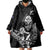 New Zealand Silver Fern Rugby Custom Wearable Blanket Hoodie Maori Tiki Black Version
