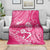 New Zealand Silver Fern Rugby Custom Blanket Maori Tiki Pink Version