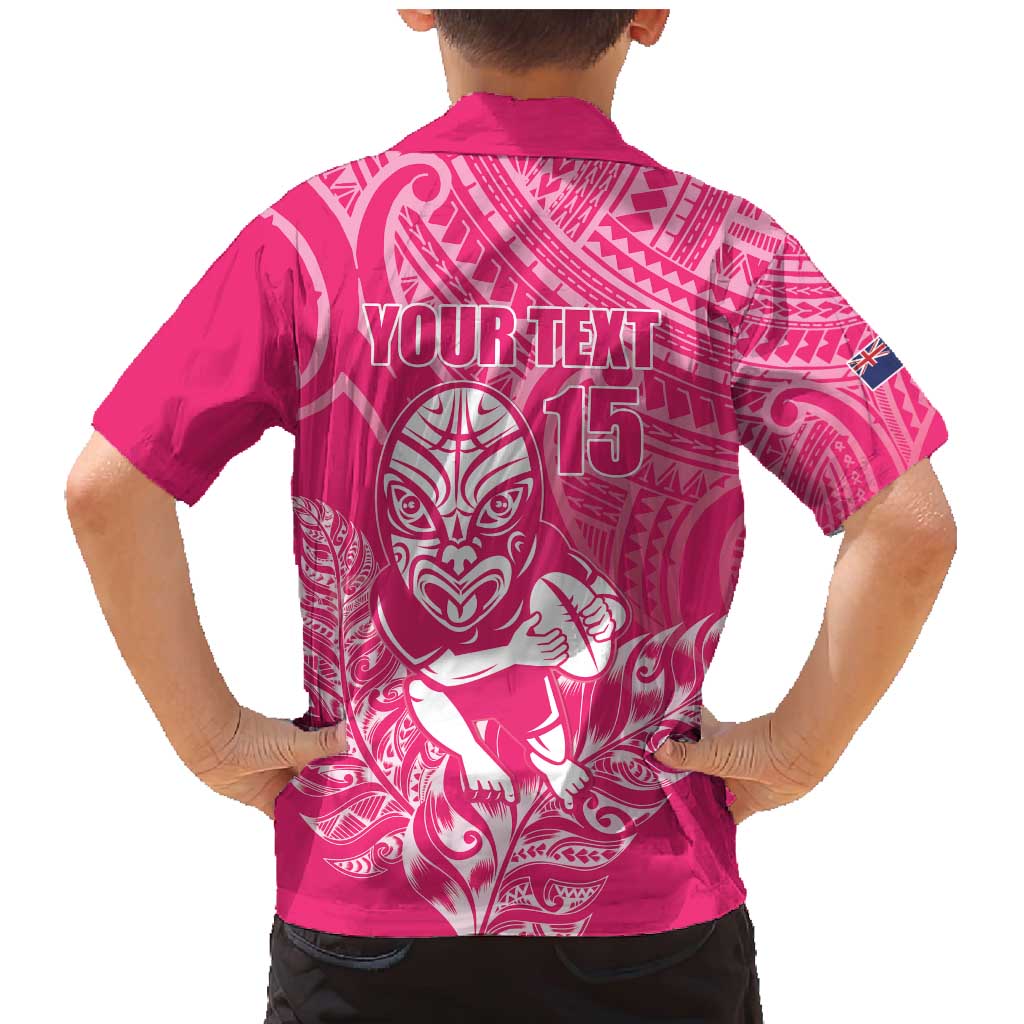 New Zealand Silver Fern Rugby Custom Family Matching Mermaid Dress and Hawaiian Shirt Maori Tiki Pink Version LT15 - Polynesian Pride