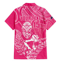 New Zealand Silver Fern Rugby Custom Family Matching Mermaid Dress and Hawaiian Shirt Maori Tiki Pink Version LT15 - Polynesian Pride