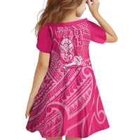 New Zealand Silver Fern Rugby Custom Family Matching Off Shoulder Maxi Dress and Hawaiian Shirt Maori Tiki Pink Version