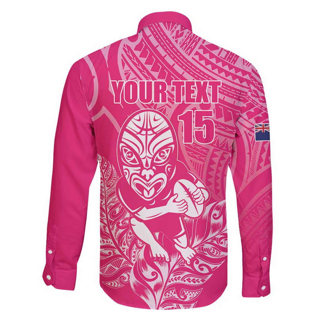 New Zealand Silver Fern Rugby Custom Family Matching Puletasi and Hawaiian Shirt Maori Tiki Pink Version LT15 - Polynesian Pride