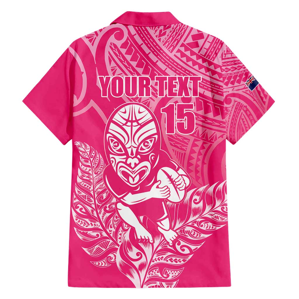 New Zealand Silver Fern Rugby Custom Family Matching Short Sleeve Bodycon Dress and Hawaiian Shirt Maori Tiki Pink Version LT15 - Polynesian Pride
