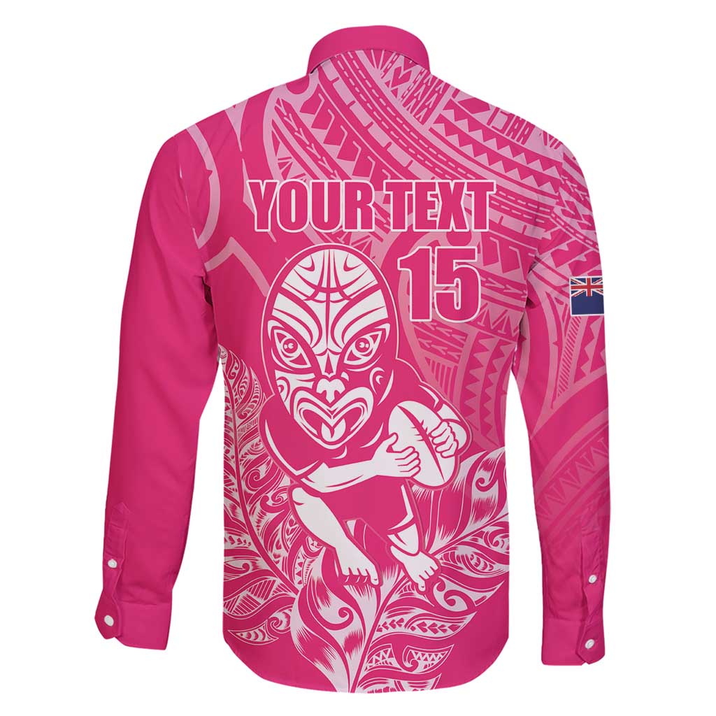 New Zealand Silver Fern Rugby Custom Family Matching Short Sleeve Bodycon Dress and Hawaiian Shirt Maori Tiki Pink Version LT15 - Polynesian Pride