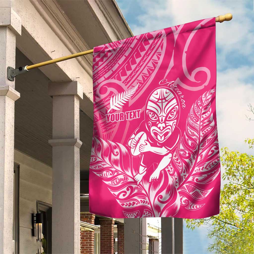 New Zealand Silver Fern Rugby Custom Garden Flag Maori Tiki Pink Version LT15 House Flag Pink - Polynesian Pride