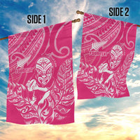 New Zealand Silver Fern Rugby Custom Garden Flag Maori Tiki Pink Version LT15 - Polynesian Pride