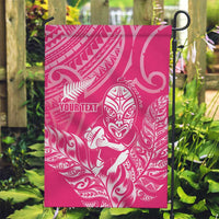 New Zealand Silver Fern Rugby Custom Garden Flag Maori Tiki Pink Version LT15 Garden Flag Pink - Polynesian Pride