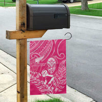 New Zealand Silver Fern Rugby Custom Garden Flag Maori Tiki Pink Version LT15 - Polynesian Pride