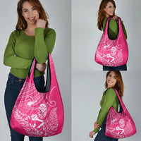 New Zealand Silver Fern Rugby Custom Grocery Bag Maori Tiki Pink Version