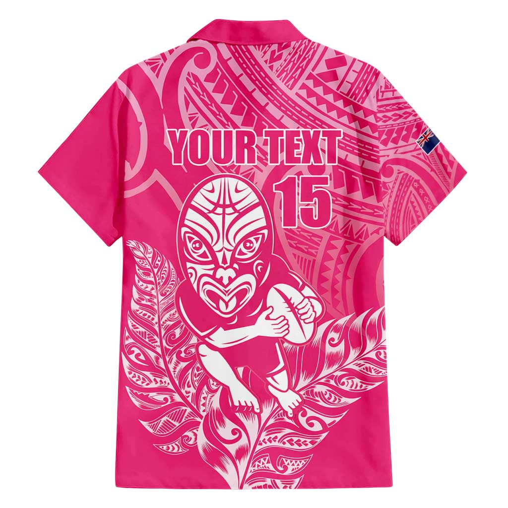 New Zealand Silver Fern Rugby Custom Hawaiian Shirt Maori Tiki Pink Version
