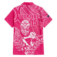 New Zealand Silver Fern Rugby Custom Hawaiian Shirt Maori Tiki Pink Version
