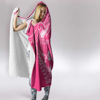 New Zealand Silver Fern Rugby Custom Hooded Blanket Maori Tiki Pink Version