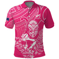 New Zealand Silver Fern Rugby Custom Polo Shirt Maori Tiki Pink Version