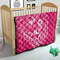 New Zealand Silver Fern Rugby Custom Quilt Maori Tiki Pink Version