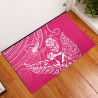 New Zealand Silver Fern Rugby Custom Rubber Doormat Maori Tiki Pink Version