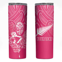 New Zealand Silver Fern Rugby Custom Skinny Tumbler Maori Tiki Pink Version LT15 Pink - Polynesian Pride